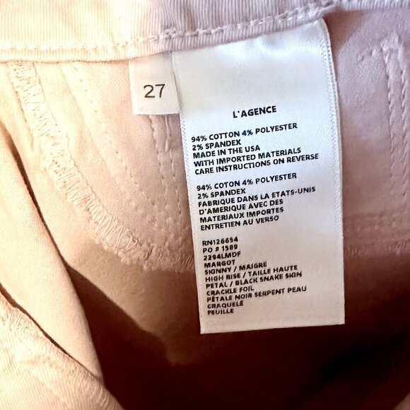 NWT L'AGENCE Margot High Rise Skinny Jean in Pink/Black Snakeskin - Picture 5 of 11